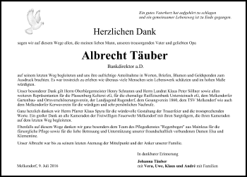 Anzeige von Albrecht Täuber von MGO