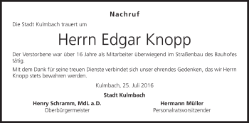 Anzeige von Edgar Knopp von MGO