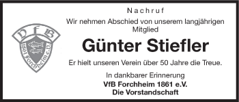 Anzeige von Günter Stiefler von MGO