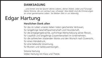 Anzeige von Edgar Hartung von MGO