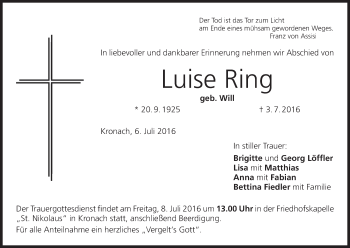 Anzeige von Luise Ring von MGO