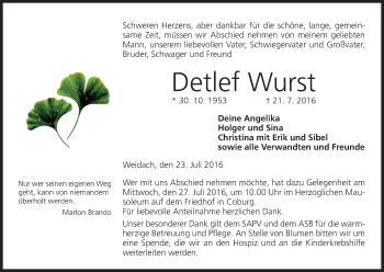 Anzeige von Detlef Wurst von MGO
