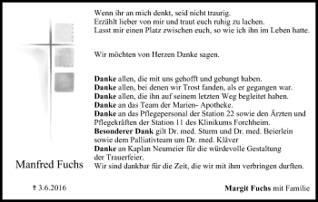 Anzeige von Manfred Fuchs von MGO