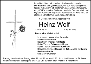 Anzeige von Heinz Wolf von MGO