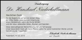 Anzeige von Hanskarl Niederhellmann von MGO
