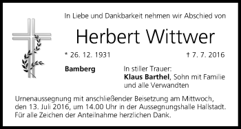 Anzeige von Herbert Wittwer von MGO