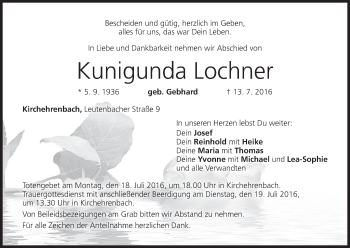 Anzeige von Kunigunda Lochner von MGO