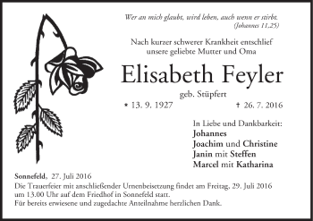 Anzeige von Elisabeth Feyler von MGO