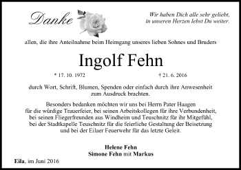 Anzeige von Ingolf Fehn von MGO