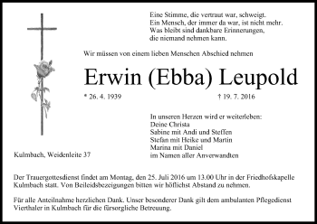Anzeige von Erwin  Leupold von MGO