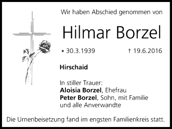 Anzeige von Hilmar Borzel von MGO