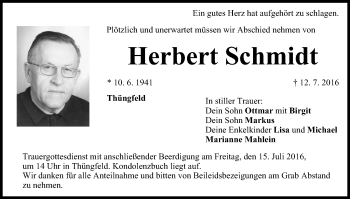Anzeige von Herbert Schmidt von MGO