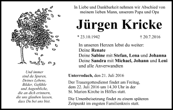 Anzeige von Jürgen Kricke von MGO