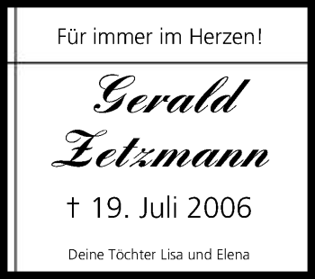 Anzeige von Gerald Zetzmann von MGO