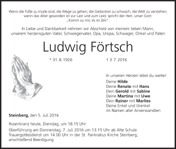 Anzeige von Ludwig Förtsch von MGO