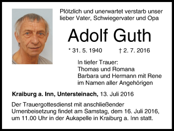 Anzeige von Adolf Guth von MGO