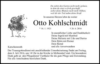 Anzeige von Otto Kohlschmidt von MGO
