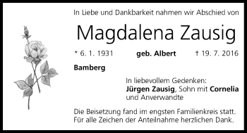 Anzeige von Magdalena Zausig von MGO