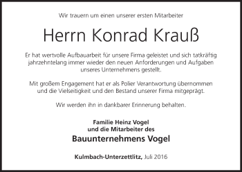 Anzeige von Konrad Krauß von MGO