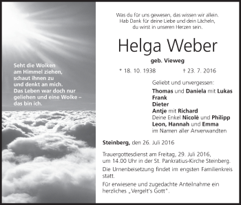Anzeige von Helga Weber von MGO