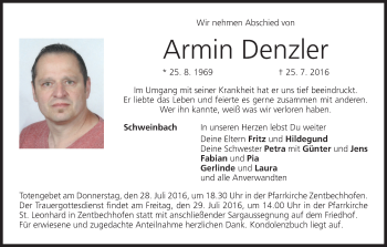 Anzeige von Armin Denzler von MGO