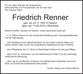 Anzeige von Friedrich Renner von MGO