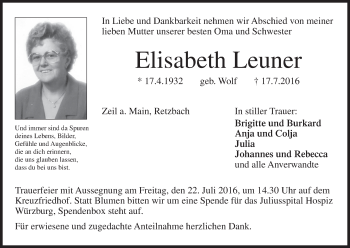 Anzeige von Elisabeth Leuner von MGO