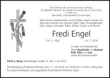 Anzeige von Fredi Engel von MGO