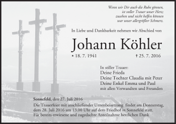 Anzeige von Johann Köhler von MGO