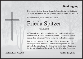 Anzeige von Frieda Spitzer von MGO
