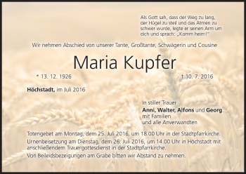 Anzeige von Maria Kupfer von MGO
