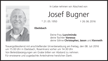 Anzeige von Josef Bugner von MGO