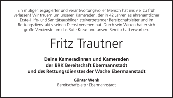 Anzeige von Fritz Trautner von MGO