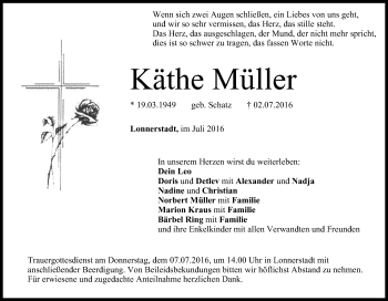 Anzeige von Käthe Müller von MGO