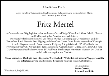 Anzeige von Fritz Mertel von MGO