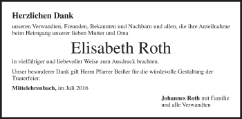 Anzeige von Elisabeth Roth von MGO