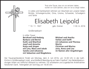 Anzeige von Elisabeth Leipold von MGO
