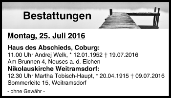 Anzeige von Bestattungen vom 25.07.2016 von MGO
