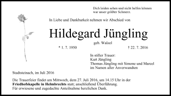 Anzeige von Hildegard Jüngling von MGO