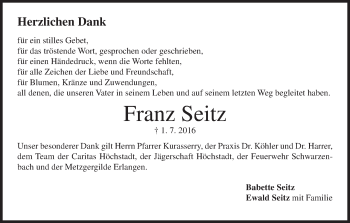 Anzeige von Franz Seitz von MGO