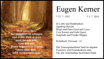 Anzeige von Eugen Kerner von MGO