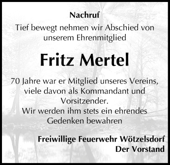 Anzeige von Fritz Mertel von MGO