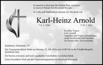 Anzeige von Karl-Heinz Arnold von MGO