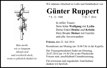 Anzeige von Günter Ruppert von MGO