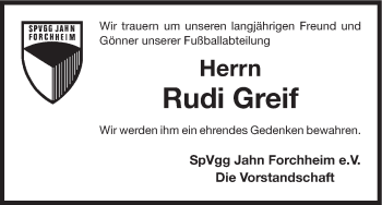 Anzeige von Rudi Greif von MGO