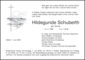 Anzeige von Hildegunde Schuberth von MGO