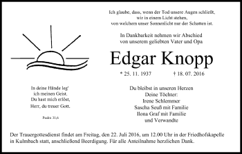 Anzeige von Edgar Knopp von MGO