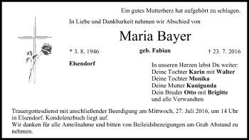 Anzeige von Maria Bayer von MGO