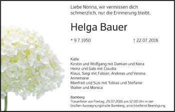Anzeige von Helga Bauer von MGO
