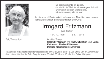 Anzeige von Irmgard Fritzmann von MGO